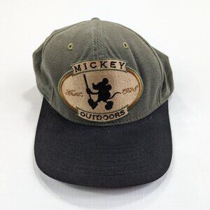 VTG Disney Mickey Outdoors Green Snapback 90's Hat Adult Embroidered Made in USA